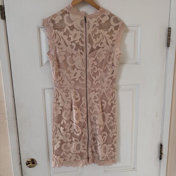 Sans Souci Dress Womens XL Floral Lace Sleeveless Blush Coquette Bohemian Dainty - Picture 7 of 10